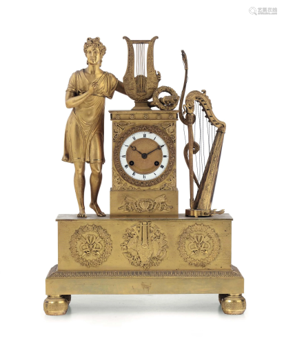 Pendola da tavolo in bronzo dorato, Francia XIX…