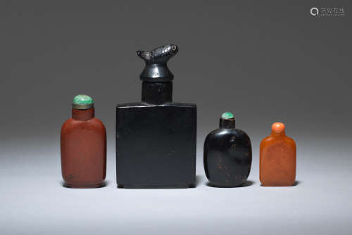 A group of four various snuff bottles  Qing Dynasty and later