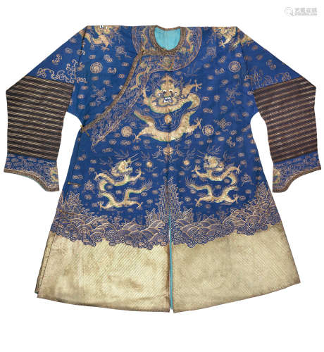 A blue-ground 'dragon' robe  19th/20th century
