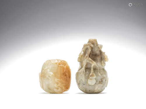 Two jade 'gourd' snuff bottles  19th/20th century