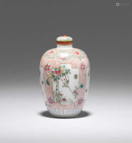 A famille rose miniature oviform jar  19th century