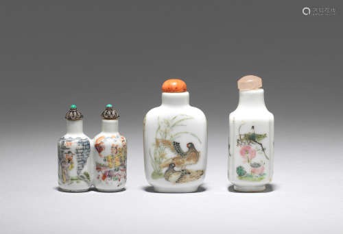 Three enamelled snuff bottles  Daoguang seal marks and of the period and Guangxu four-character mark