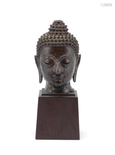 A bronze head of Buddha  Thailand, probably 18th century