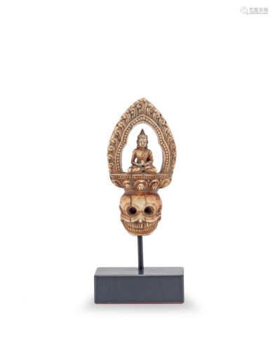 A bone reticulated ornament of Amitabha Buddha  Tibet, probably 19th century