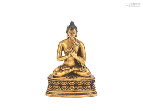 A gilt bronze figure of Vairochana  Probably Mongolia, 19th century