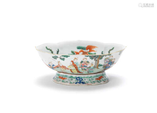 A famille rose petal-lobed bowl  Jiaqing seal mark and of the period