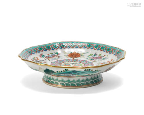 A famille rose 'bajixiang' lobed stem dish  Tongzhi six-character mark and of the period
