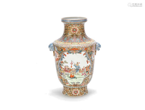 A famille rose 'boys' vase  Qianlong seal mark, Republic