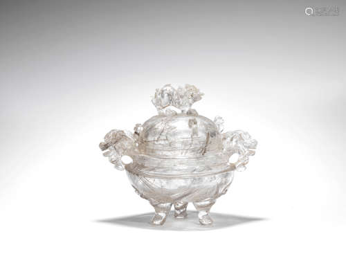 A hair-crystal incense burner and cover  19th century