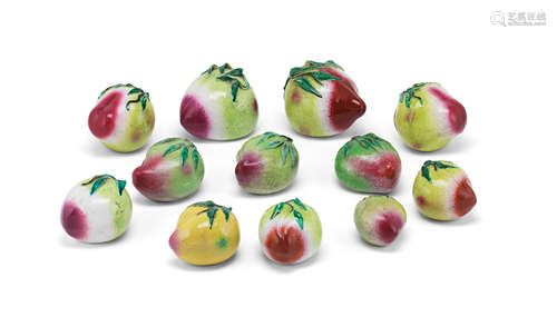 A group of twelve famille rose peaches  Qing Dynasty