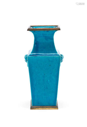 A turquoise-glazed square baluster vase  Kangxi