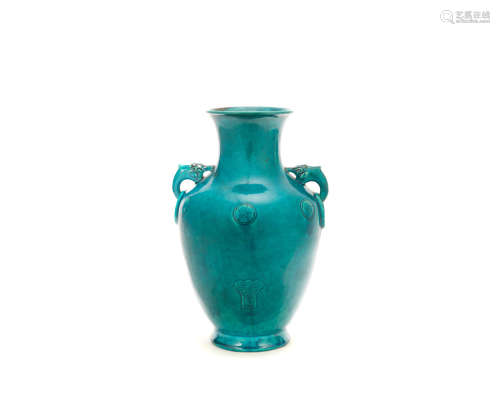 An archaistic turquoise-glazed baluster vase  18th century