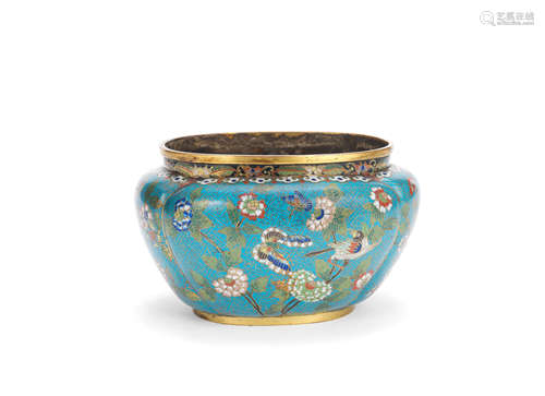 A cloisonné-enamel lobed jardiniere  Late Qing Dynasty