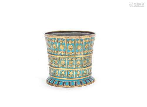 A champlevé-enamelled and gilt copper jardiniere  Qianlong