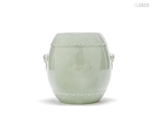 A celadon-glazed barrel-shaped jar  Daoguang seal mark and possibly of the period