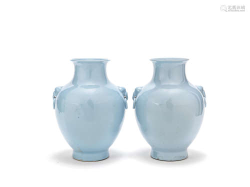 A pair of clair-de-lune glazed baluster vases  19th century