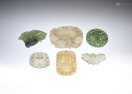 A group of jade and hardstone reticulated plaques  Qing Dynasty and later