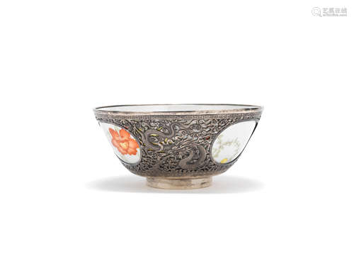 A silver-mounted enamelled bowl  Ma Ruifeng mark, early 20th century