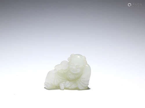 A white jade carving of Budai   18th century