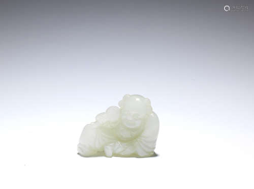 A white jade carving of Budai   18th century