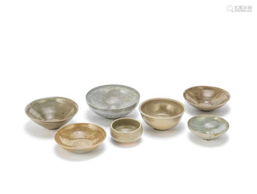 A group of six celadon-glazed bowls  Goryeo Dynasty and later