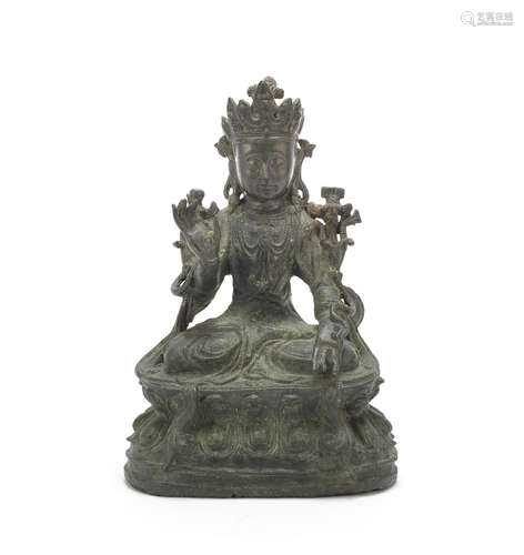 A bronze figure of a Bodhisattva  Late Ming Dynasty