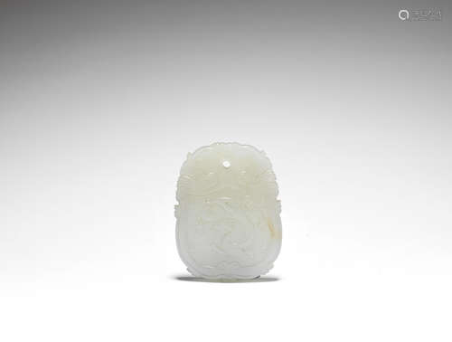 A white jade pendant plaque  Late Qing Dynasty/Republic Period