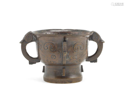 A silver-inlaid bronze incense burner, gui  Qing Dynasty
