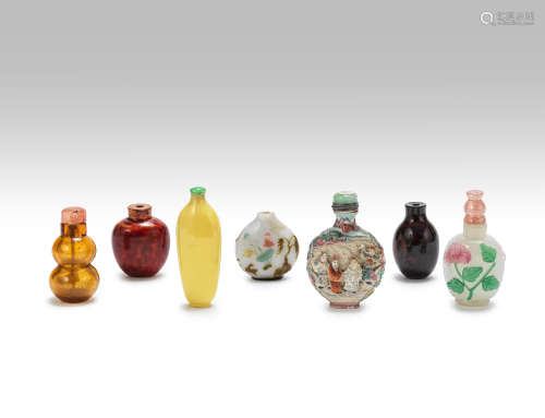 Six glass snuff bottles   Late Qing Dynasty