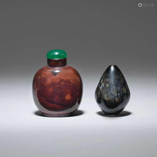 Two glass snuff bottles   Qing Dynasty