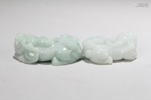 Two Chinese Estate Jade-curving Detailed Myt…