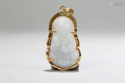 An Estate Chinese Jade-curving Guanyin Pen…
