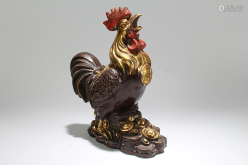 An Estate Chinese Rooster-fortune Statue Disp…