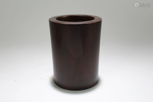 An Estate Chinese Circular Wooden Brush Pot