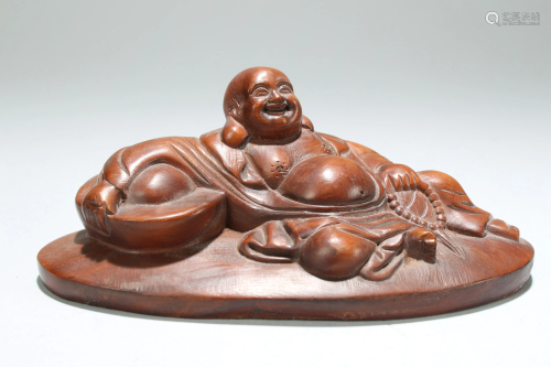 An Estate Chinese Happy-buddha Wooden Fo…