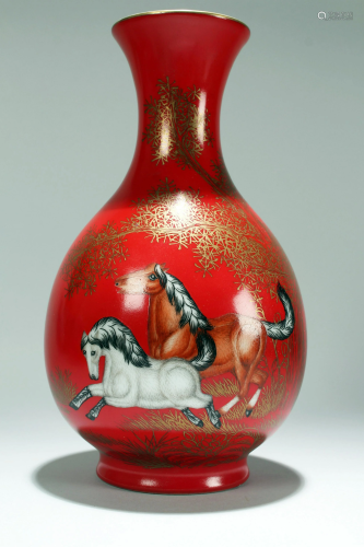 An Estate Chinese Red-coding Horse-portrait …