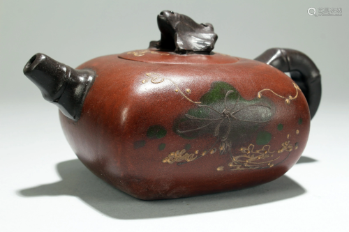 An Estate Chinese Square-based Fortune Tea Pot