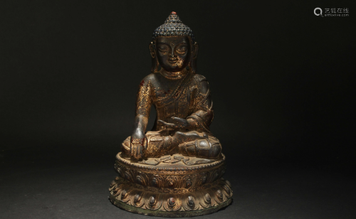 An Estate Chinese Lotus-seated Buddha Statue