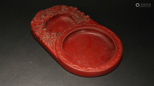 An Estate Chinese Lacquer Inkpad Display