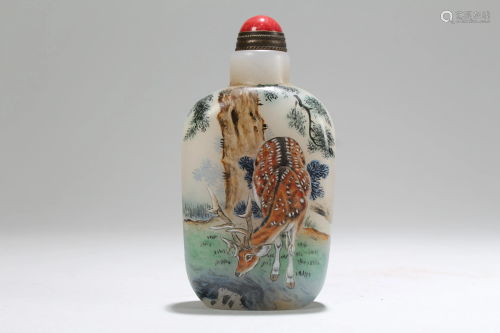 An Estate Chinese Deer-portrait Fortune Snuff …