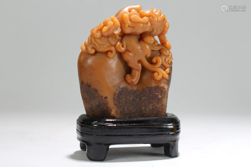 An Estate Chinese Myth-beast Fortune Soapst…