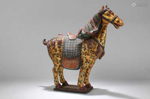 An Estate Chinese Pottery-made Horse-portrait…