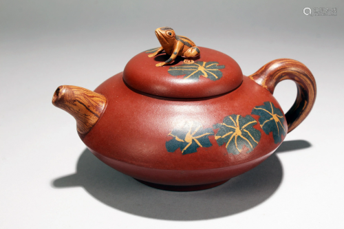 A Chinese Circular Myth-beast Fortune Tea Pot