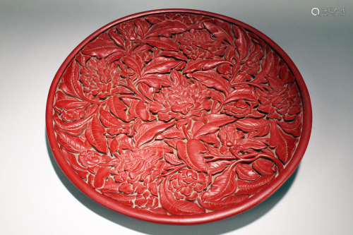 A Chinese Plant-fortune Estate Lacquer Plate