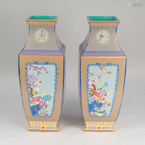 A pair of cantonese vases