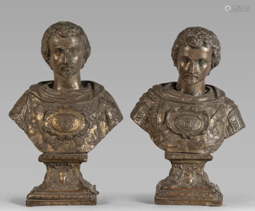 Santi guerrieri, coppia di busti Luigi XIV in