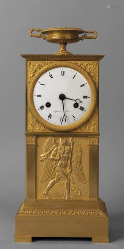 Orologio Impero in bronzo dorato, sul fronte