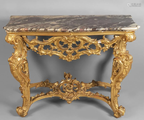 Console Luigi XV in legno finemente intagliato e