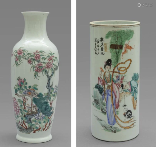 Due vasi cinesi in porcellana di forme e misure