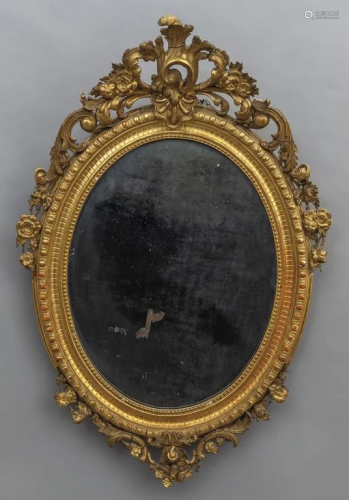 Specchiera ovale in stile Luigi XV in stucco